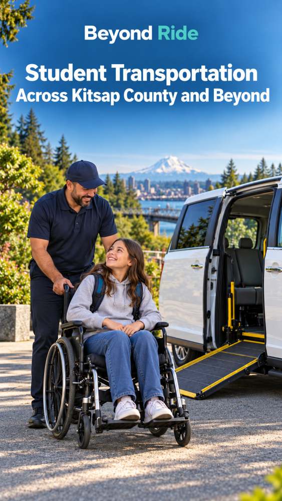 Wheelchair-accessible student transportation scene